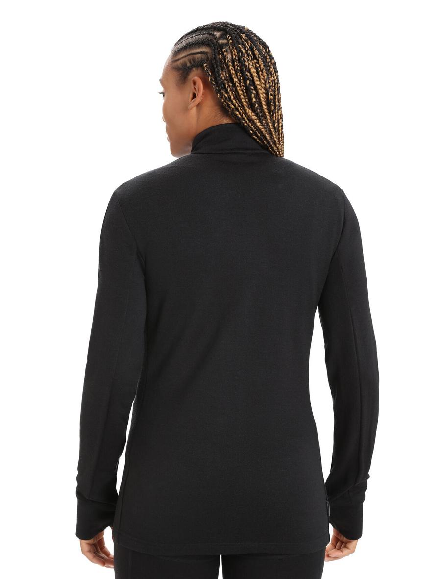 Black Women's Icebreaker Merino Quantum III Long Sleeve Zip Hoodie | USA 1681NWYB